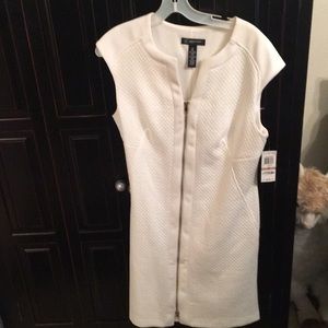INC white dress with gold zipper size 12